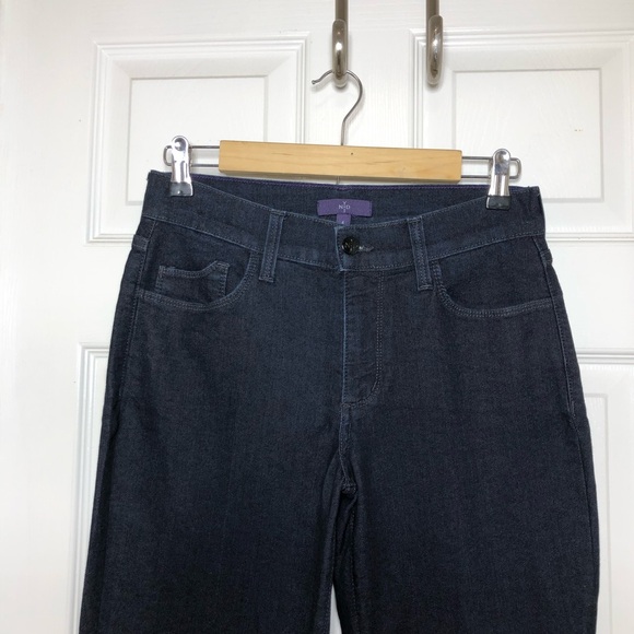 NYDJ Made in USA Stretchy Mid Rise Embellished Back Pockets Bootcut Dark Jeans 4 - Picture 3 of 16